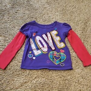 Garanimals Purple and Pink Love Graphic Long Sleeve Tee